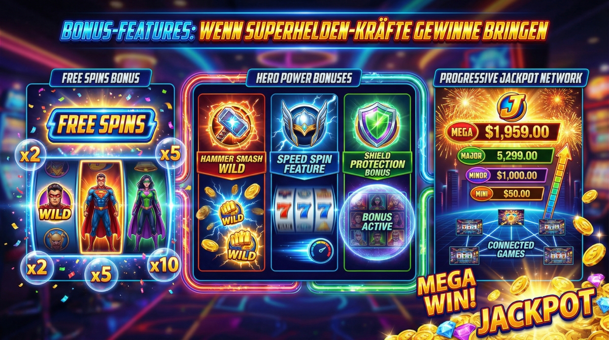 Slot-Mechaniken und Bonus Features der Marvel und DC Automaten
