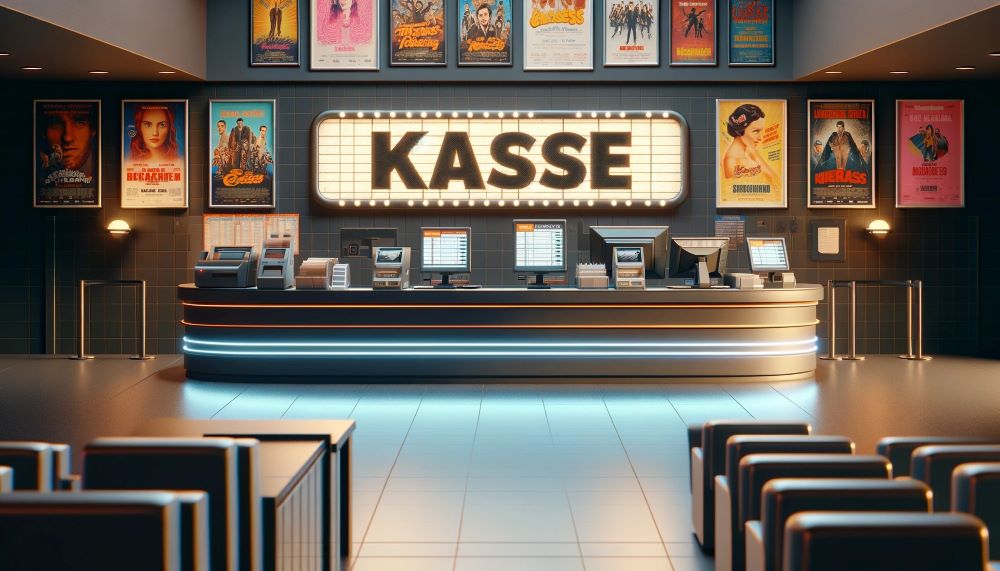 Kinokasse mit Filmplakaten