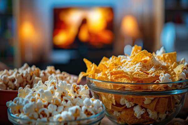 Snacks und Getränke für ein Filmabend